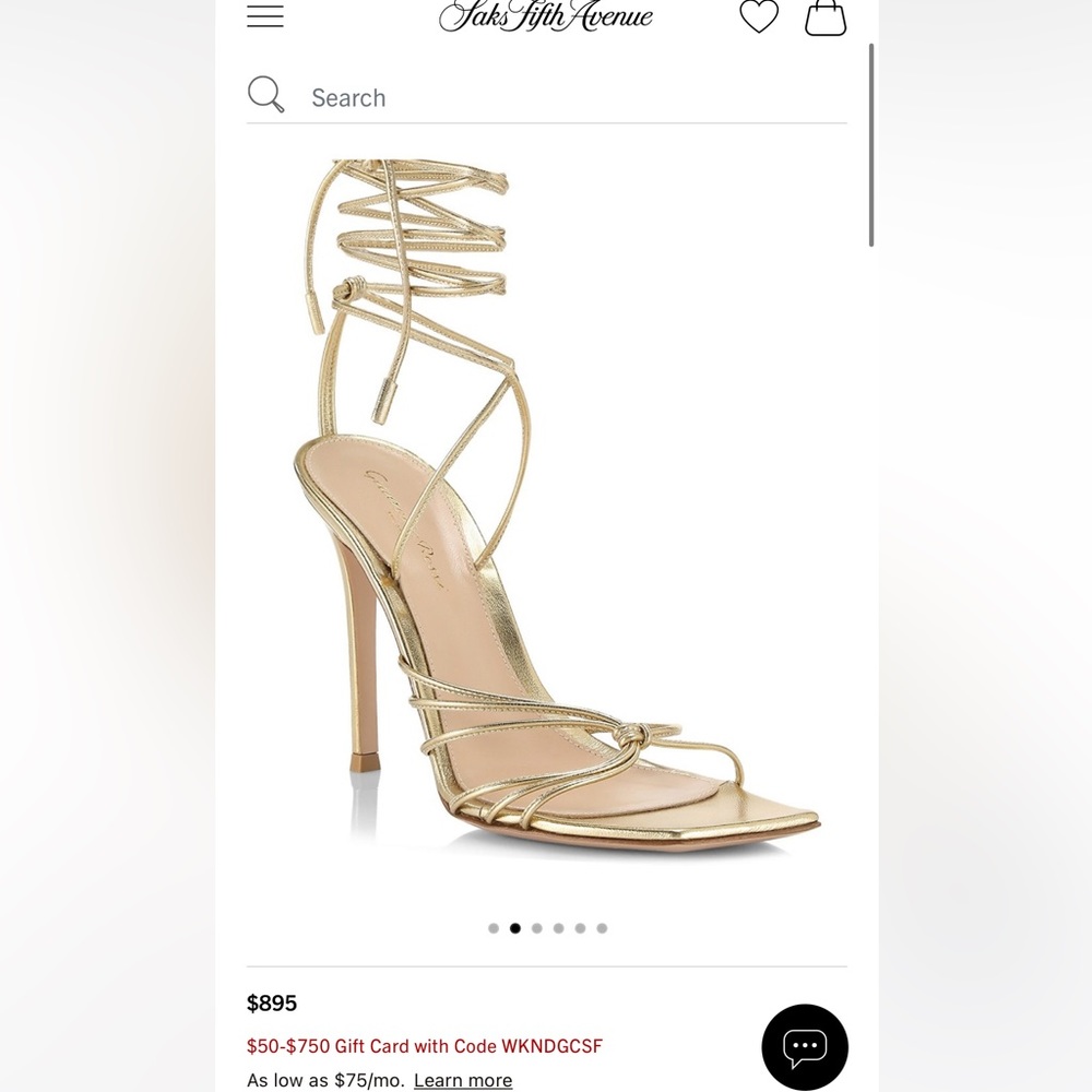 Gianvito Rossi Strappy Metallic Leather Sandals 36.5